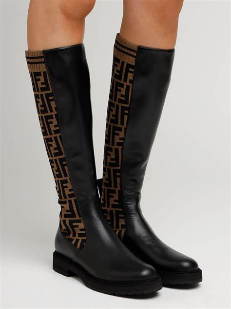 fendi black tall sock boots|fendi sock boots heels.